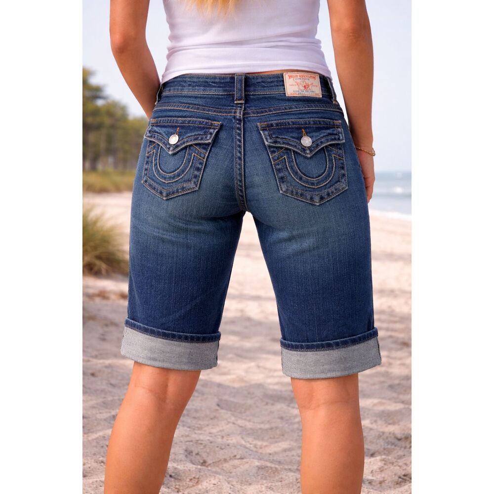 True Religion Bermuda Flap Pocket Shorts Blue 25